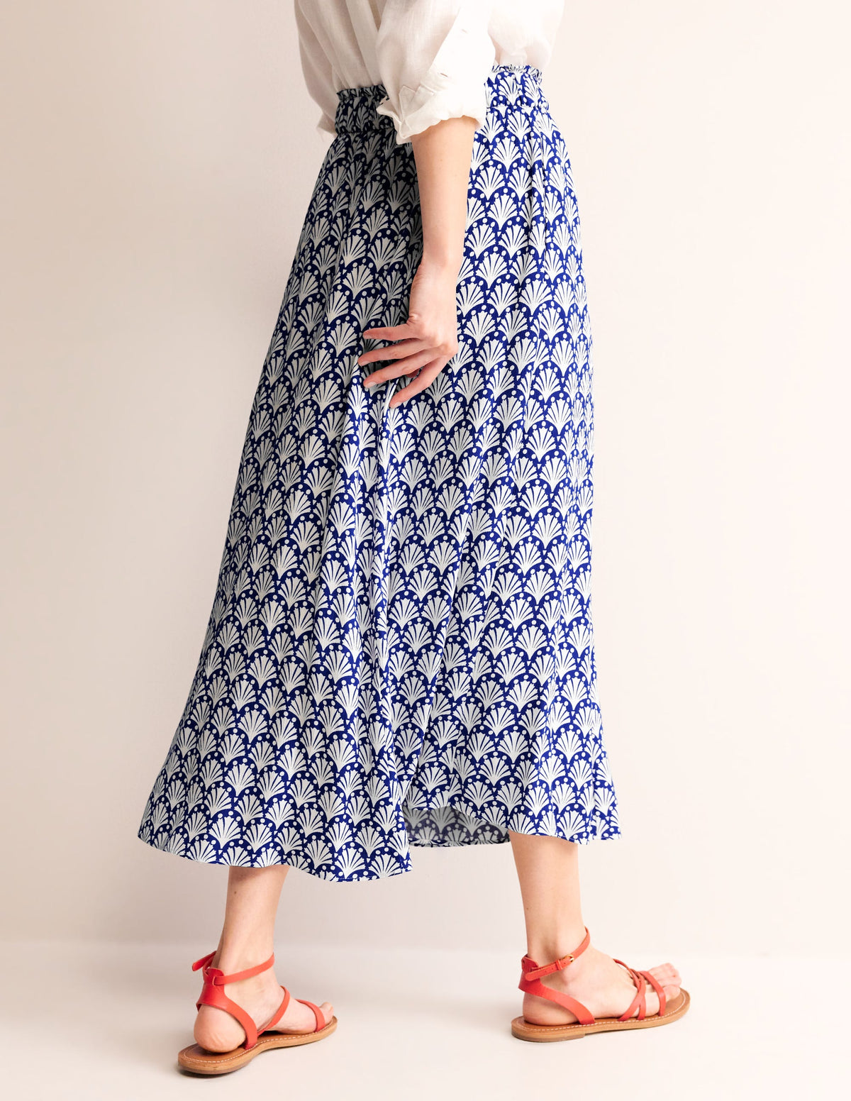 Crinkle Midi Skirt-Surf the Web, Ivory Shells - Image 3