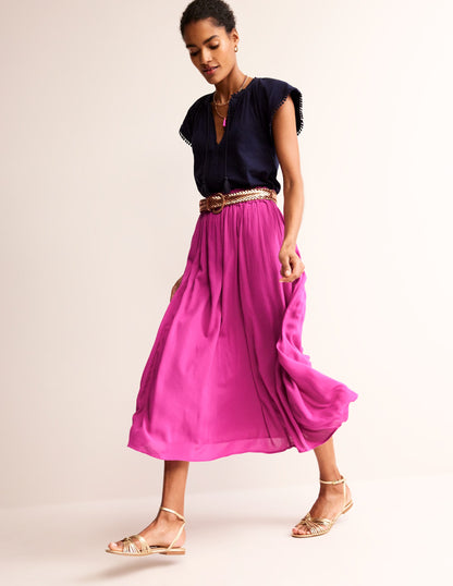 Crinkle Midi Skirt-Phlox Pink-1