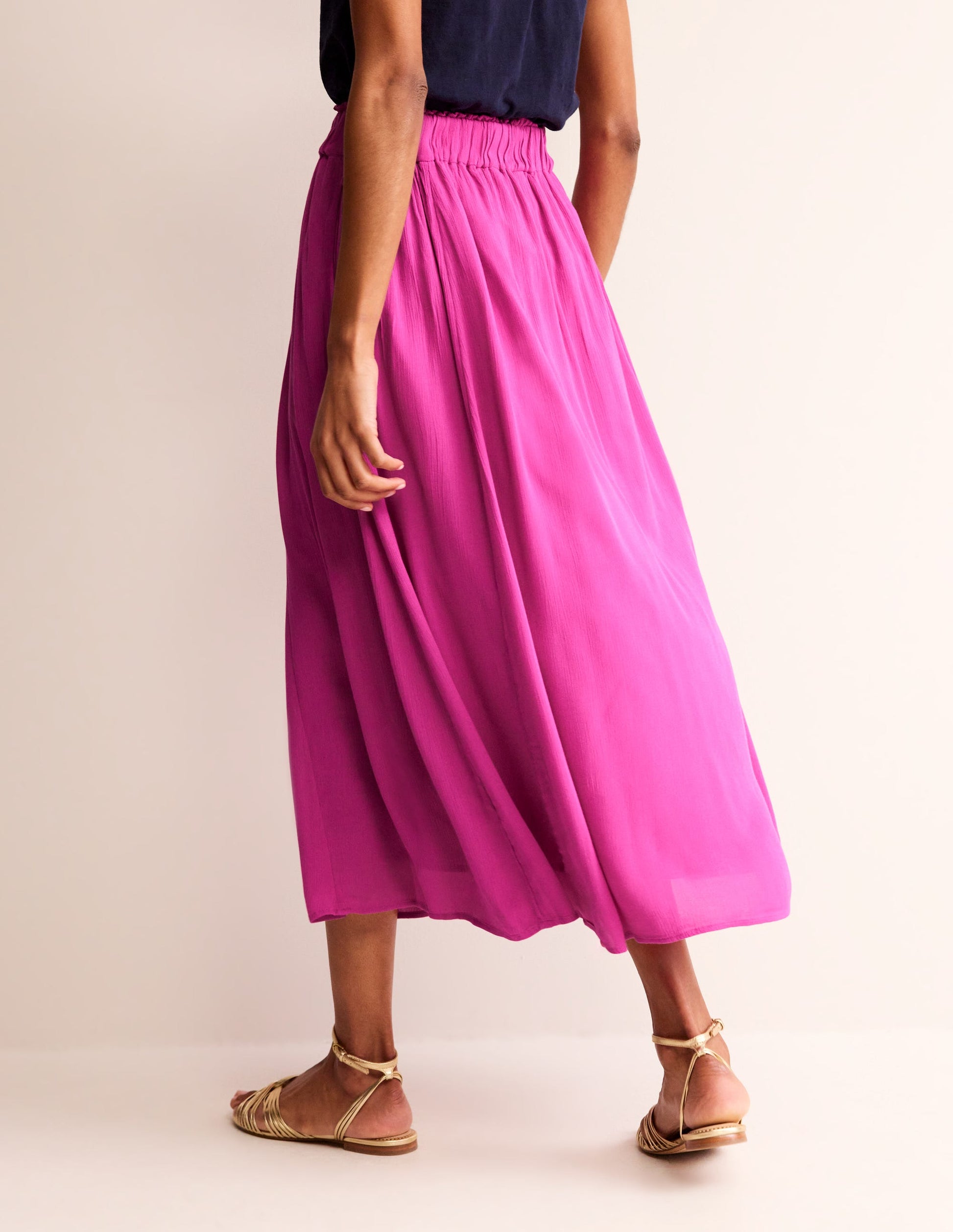 Crinkle Midi Skirt-Phlox Pink-3