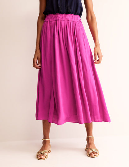 Crinkle Midi Skirt-Phlox Pink-4
