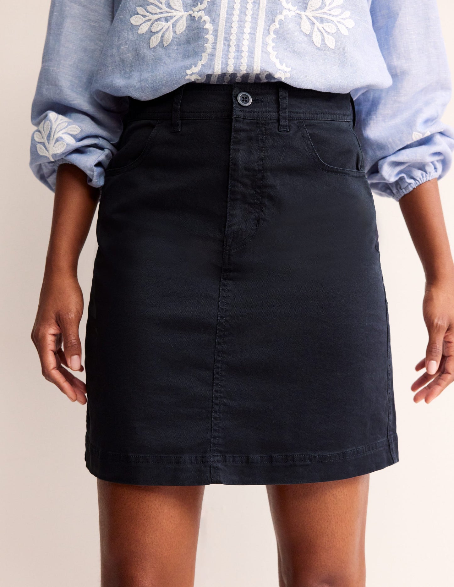 Nell Chino Skirt-Navy