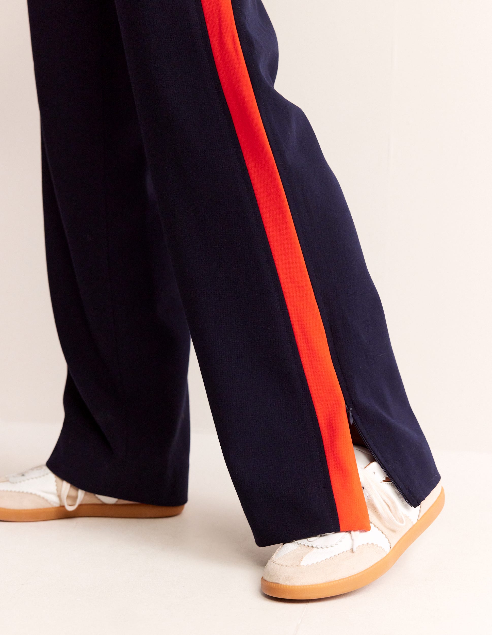 Pull On Side Stripe Trousers-Navy with Red Stripe - Image 2