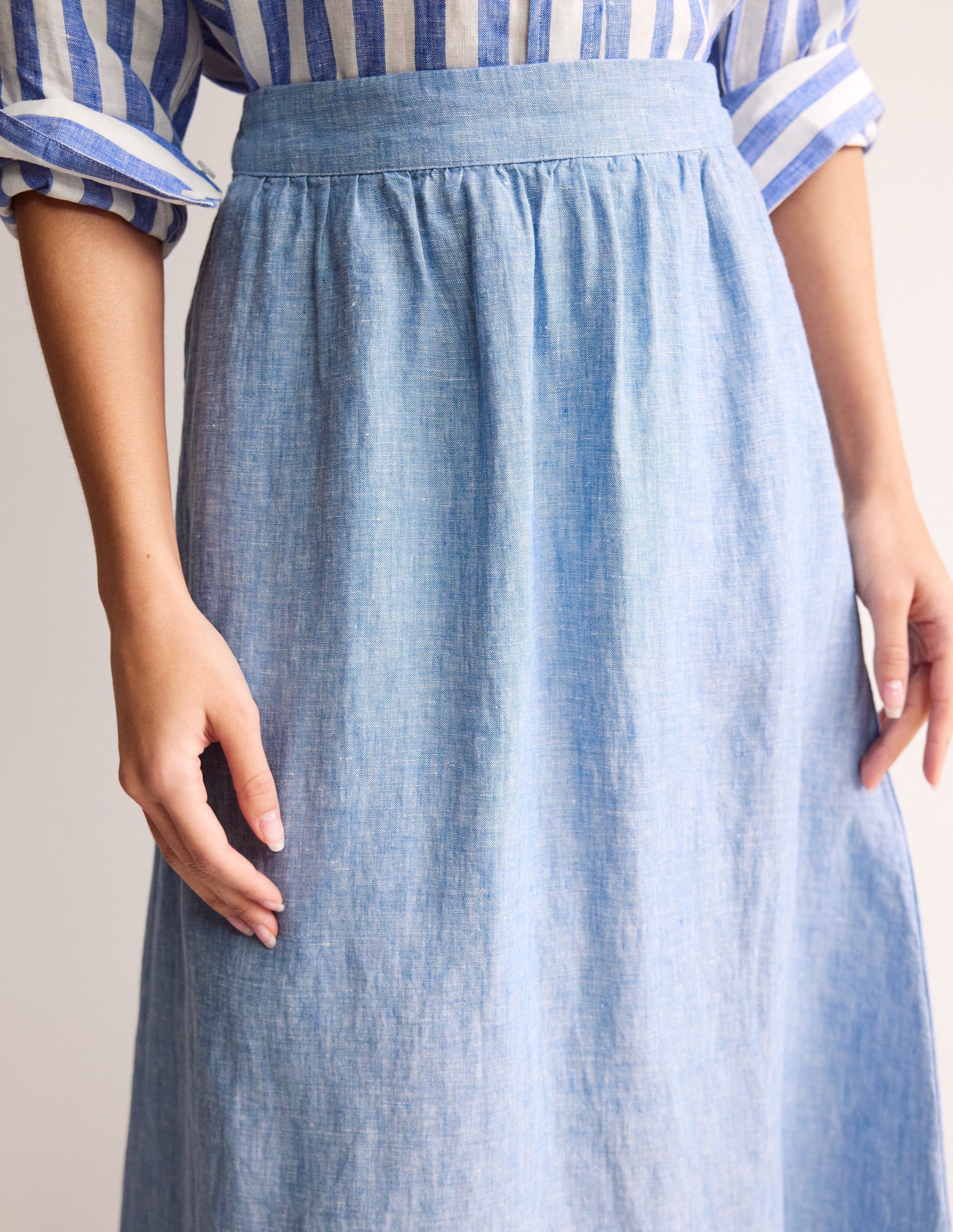 Florence Linen Skirt-Chambray - Image 2