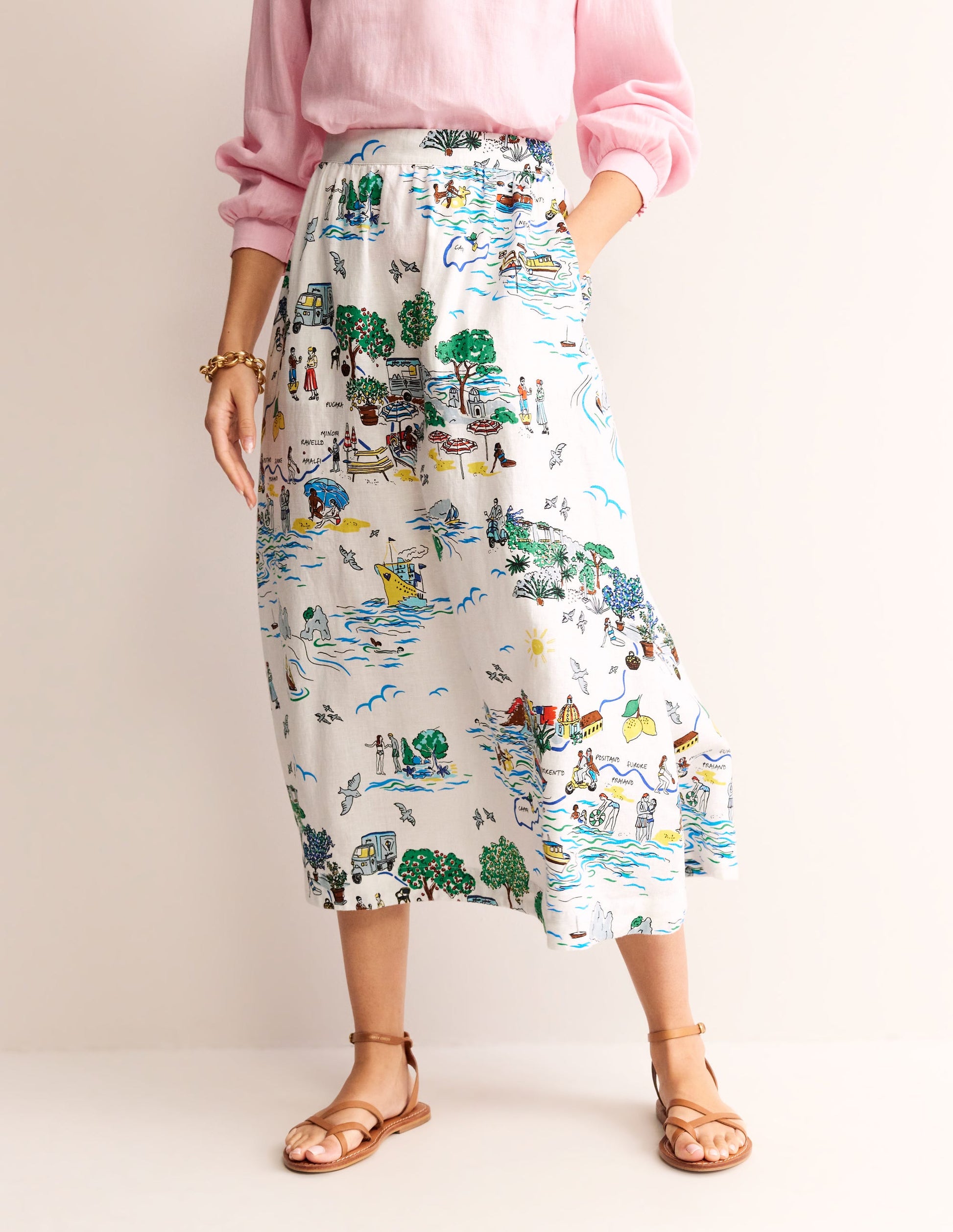 Florence Linen Skirt-Ivory, Amalfi-4