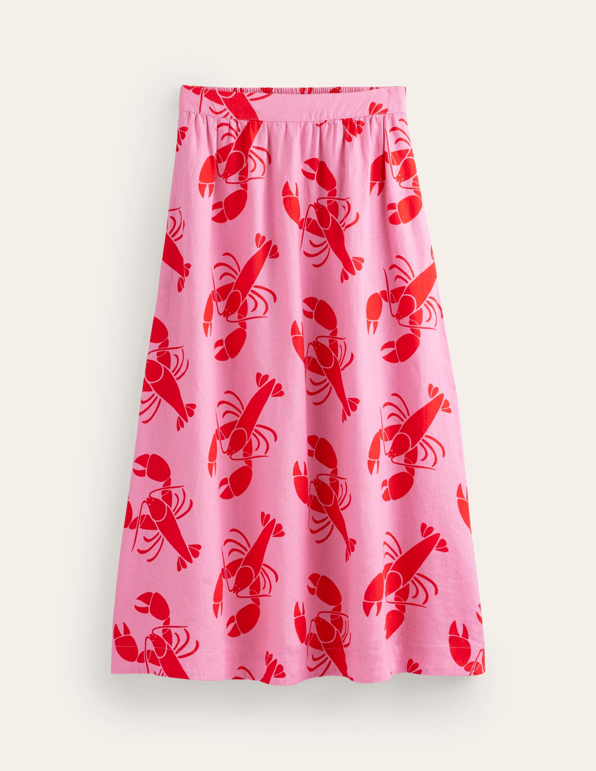 Florence Linen Skirt-Cashmere Rose, Lobster - Image 6