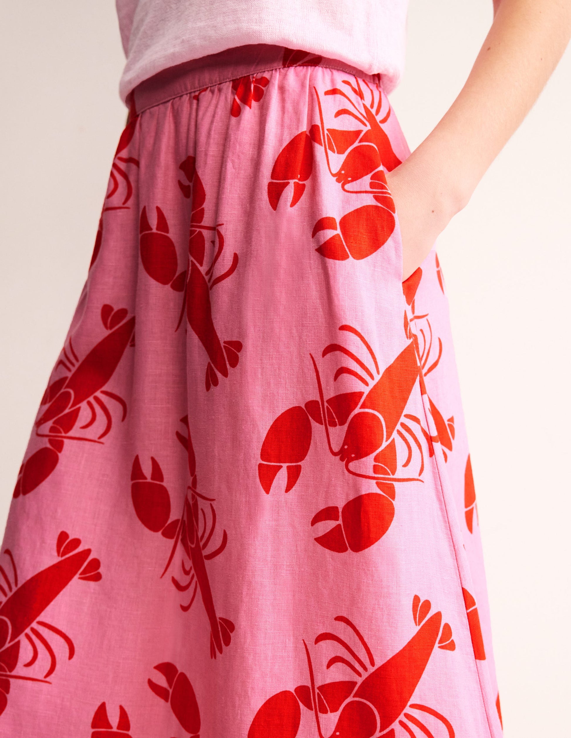 Florence Linen Skirt-Cashmere Rose, Lobster-2