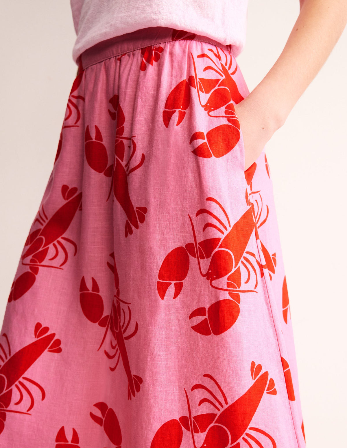 Florence Linen Skirt-Cashmere Rose, Lobster - Image 2