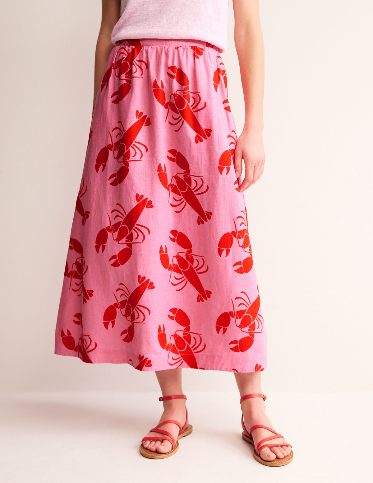 Florence Linen Skirt-Cashmere Rose, Lobster-4