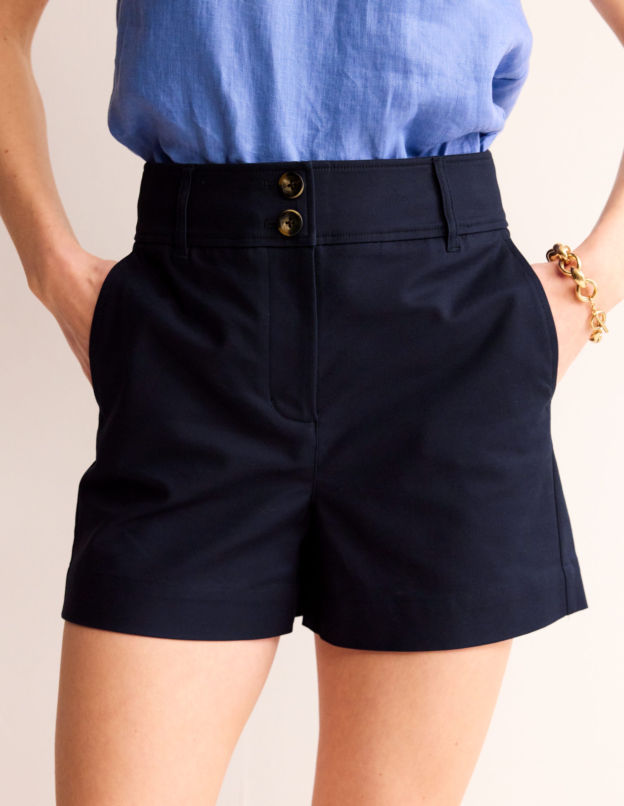 Westbourne Sateen Shorts-Navy - Image 4
