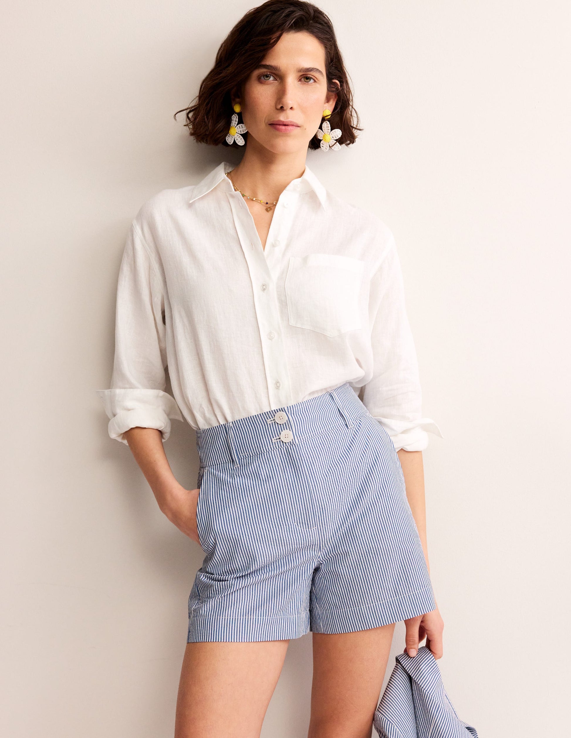 Westbourne Seersucker Shorts-Blue Ivory Stripe-1