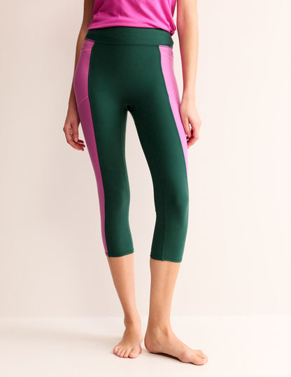Colour Block 7/8 Leggings-Green/Pink Colourblock