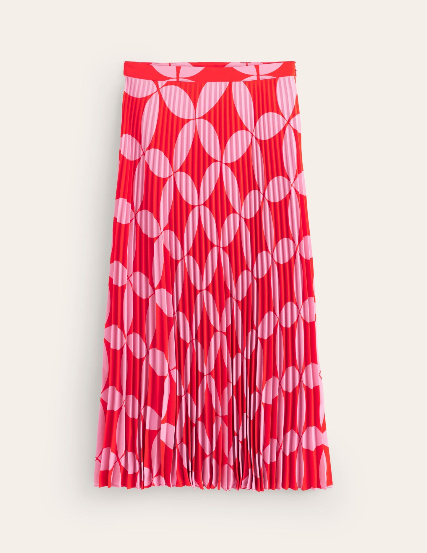 Pleated Midi Skirt-Flame Scarlet, Diamond Terrace