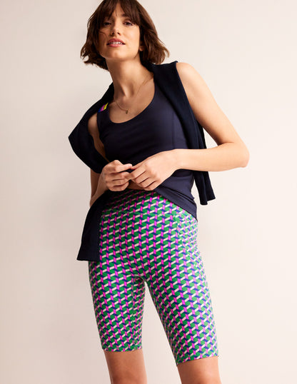 High Waist Pocket Shorts-Multi, Honeycomb Geo-1