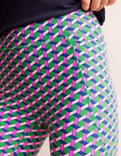 High Waist Pocket Shorts-Multi, Honeycomb Geo-2