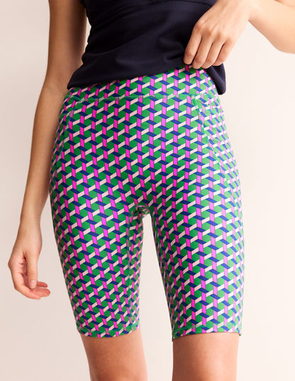 High Waist Pocket Shorts-Multi, Honeycomb Geo-4