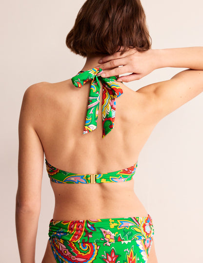 Levanzo Halter Bikini Top-Kelly Green, Paisley Azure-3