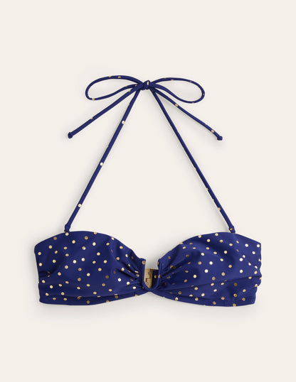 U Bar Bikini Top-Navy Foil Spot-5