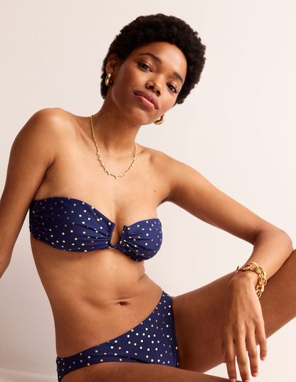 U Bar Bikini Top-Navy Foil Spot-4