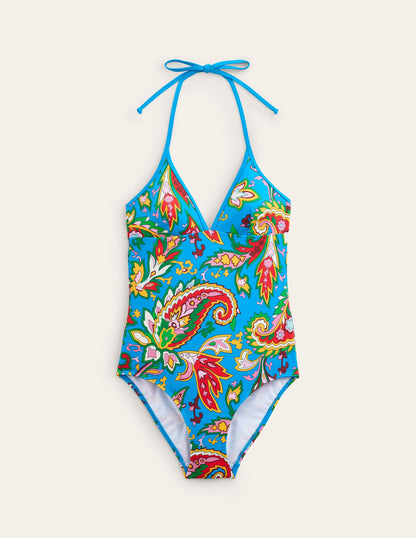 Como String  Swimsuit-Vivid Blue, Paisley Azure-5