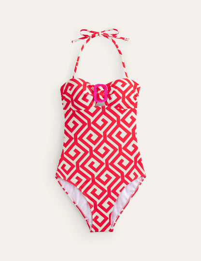 Taormina Bandeau Swimsuit-Flame Scarlet, Maze