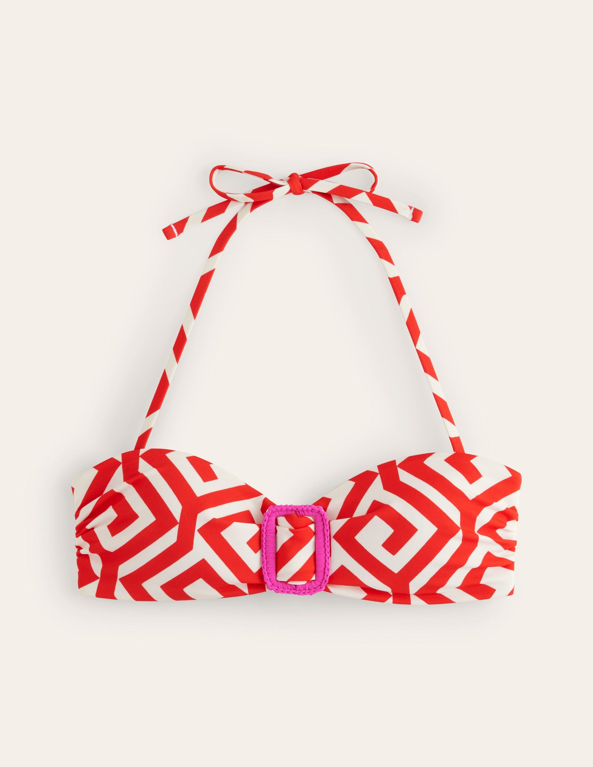 Taormina  Bandeau Bikini Top-Flame Scarlet, Maze-5