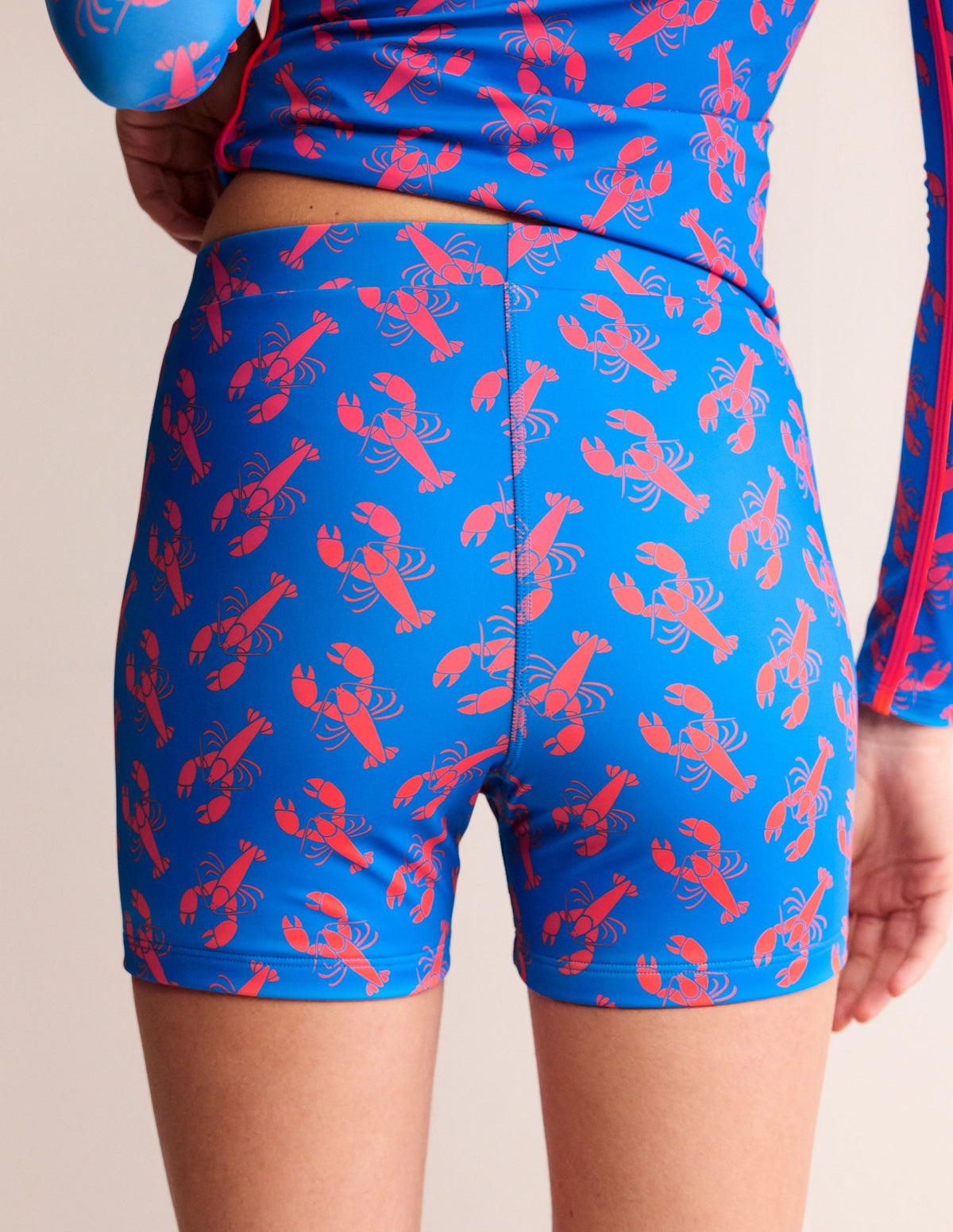Swim Cycling Shorts-Indigo Bunting, Lobster - Image 3