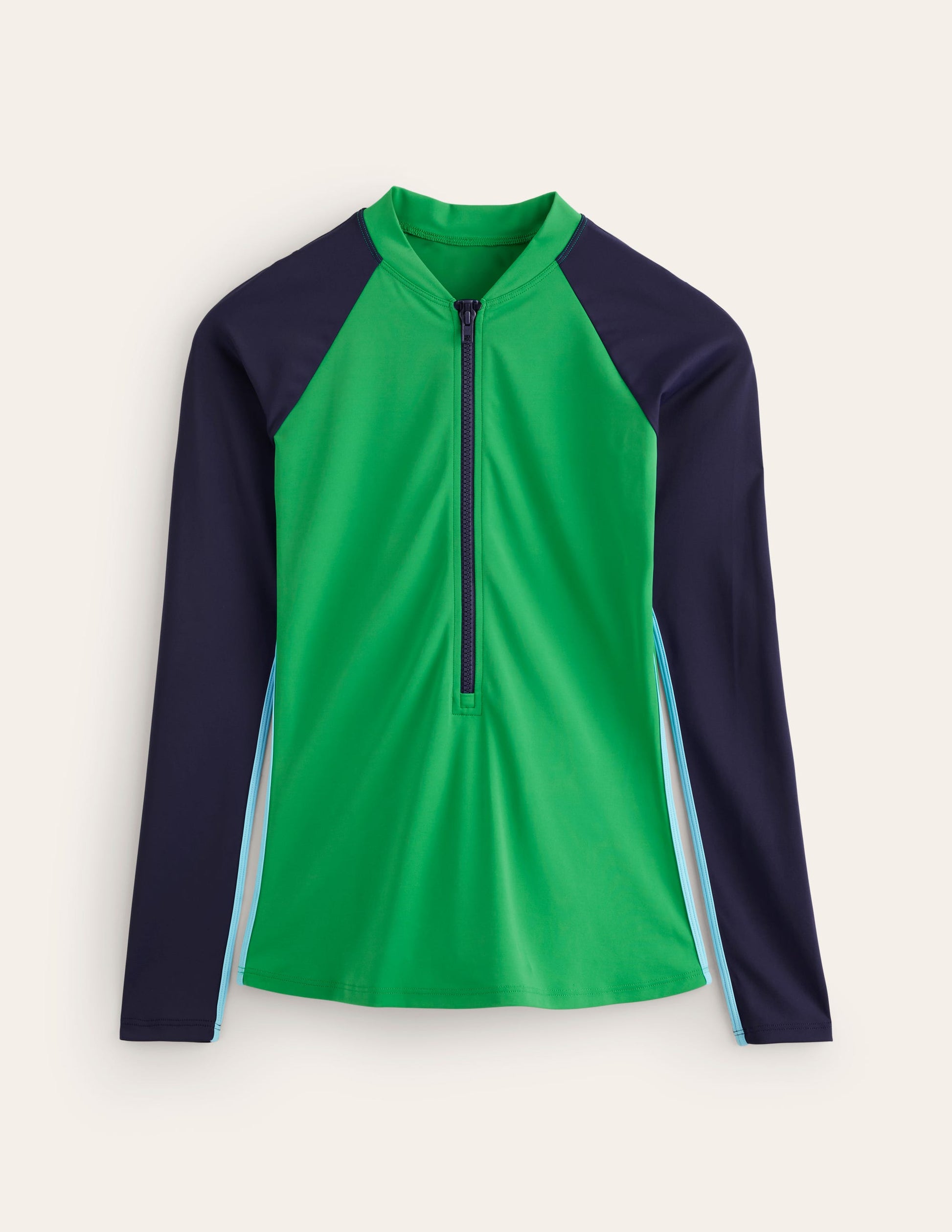 Piped Raglan Rash Vest-Navy/ Green Colourblock-5