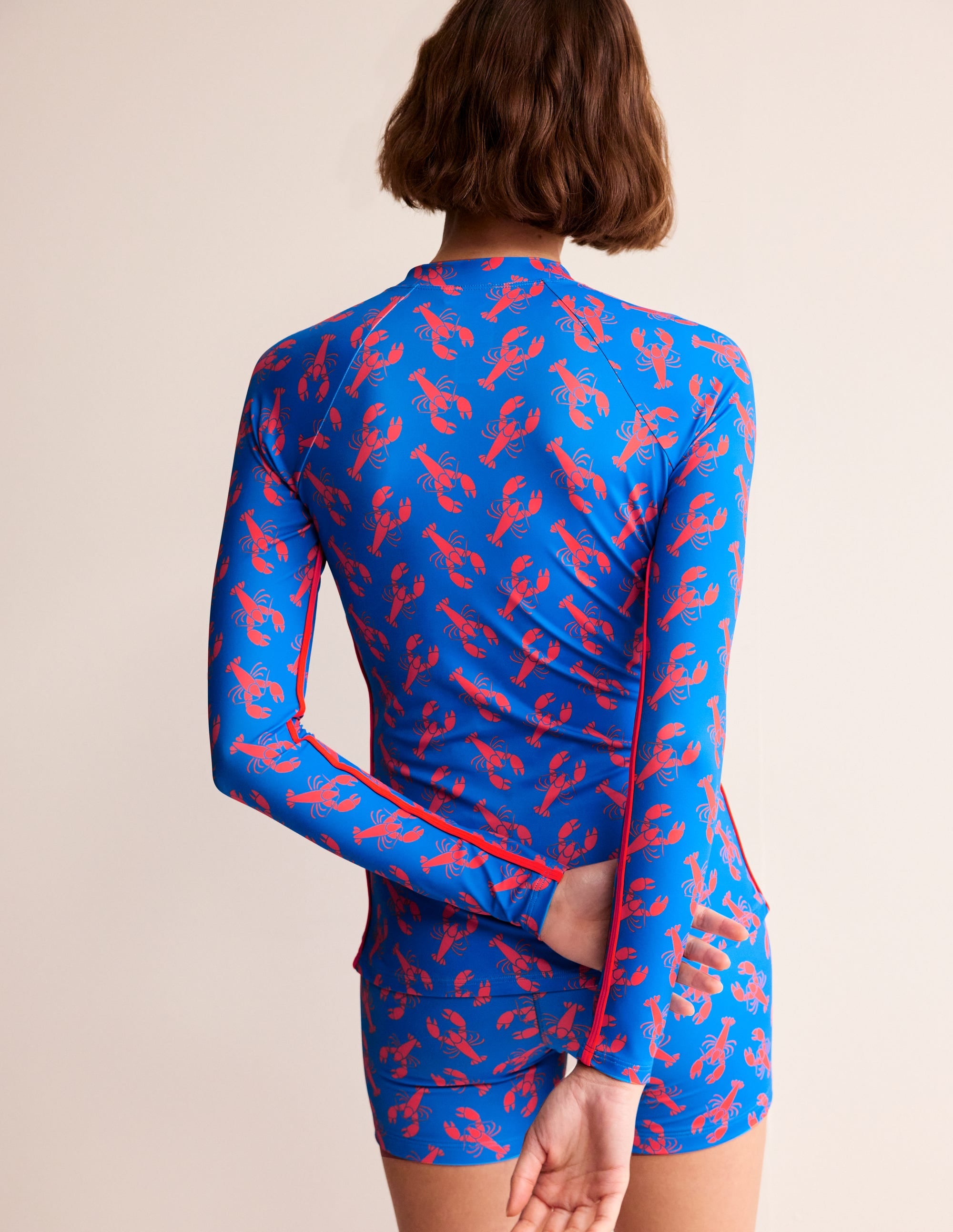 Piped Raglan Rash Vest-Indigo Bunting, Lobster - Image 4