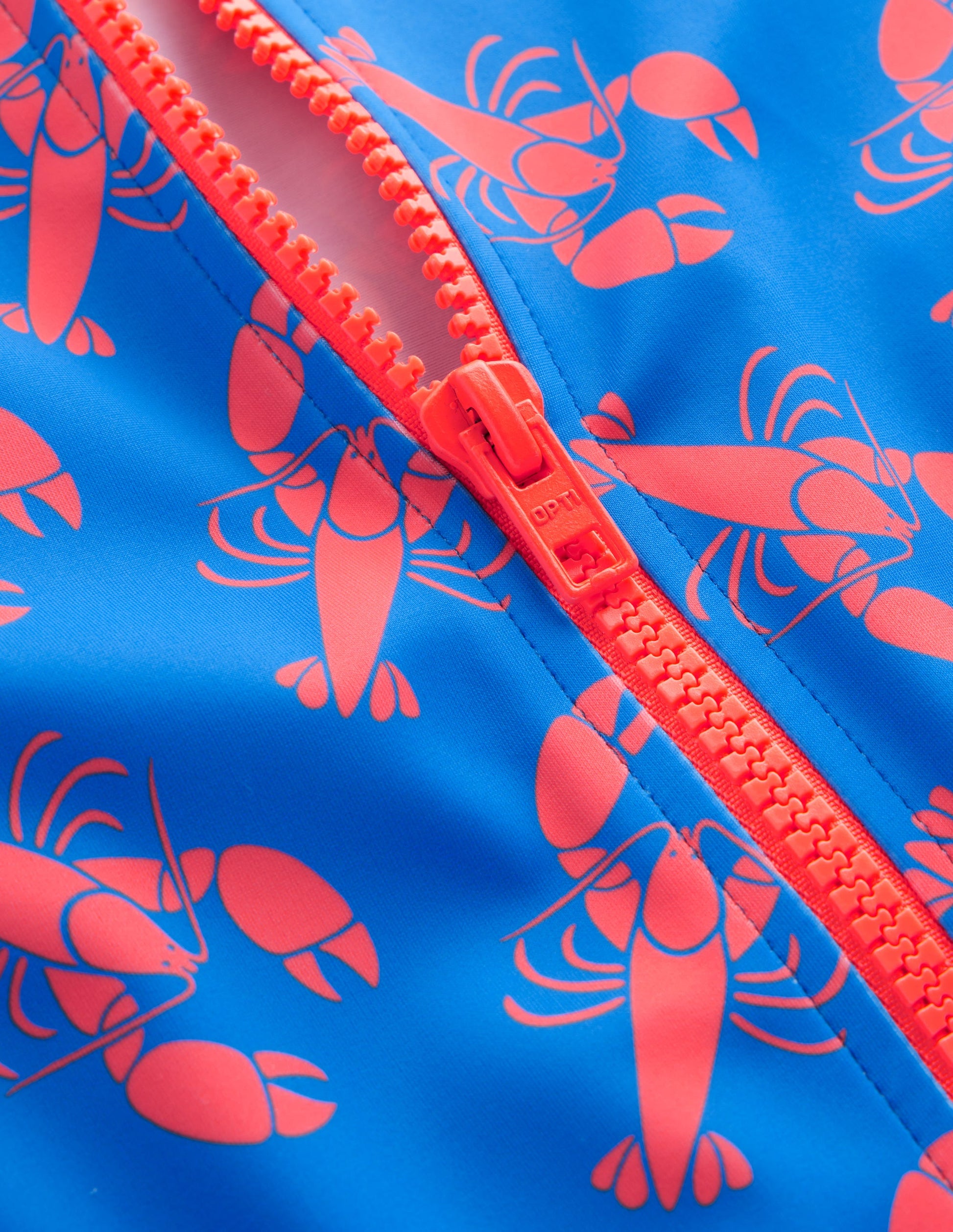 Piped Raglan Sleeve Swimsuit-Indigo Bunting, Lobster-6