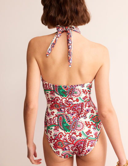 Cross Front Halter Swimsuit-Multi, Fantastical