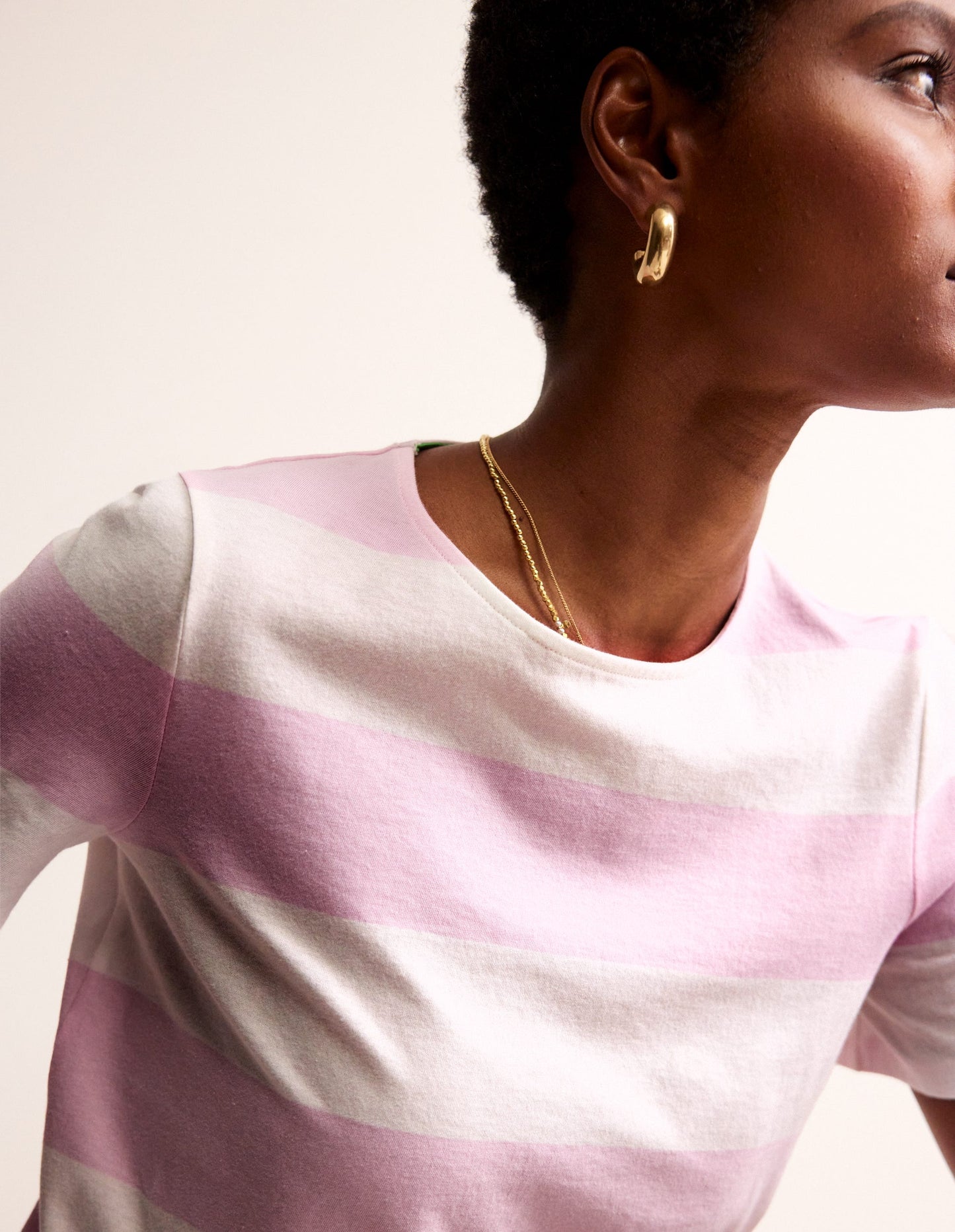 Bea Short Sleeve Breton-Pink Wide Stripe