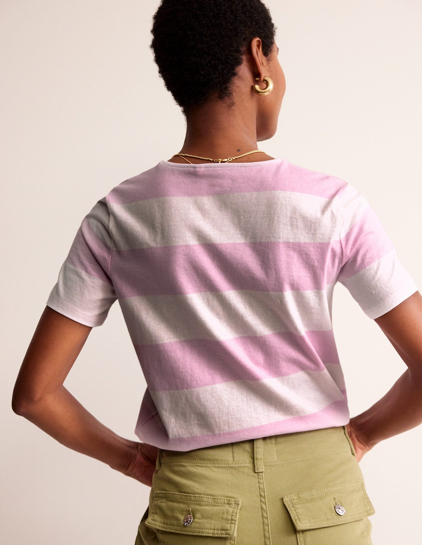 Bea Short Sleeve Breton-Pink Wide Stripe
