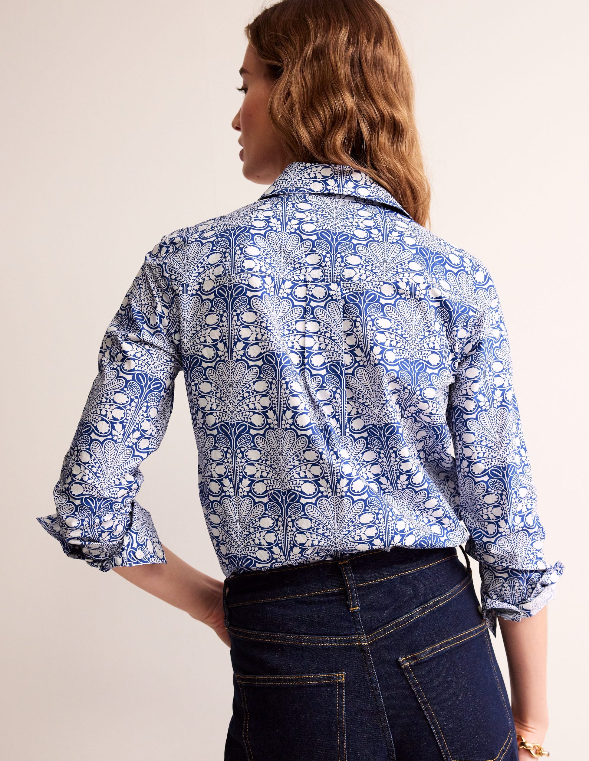 Sienna Cotton Shirt-Surf the Web, Gardenia Swirl-3