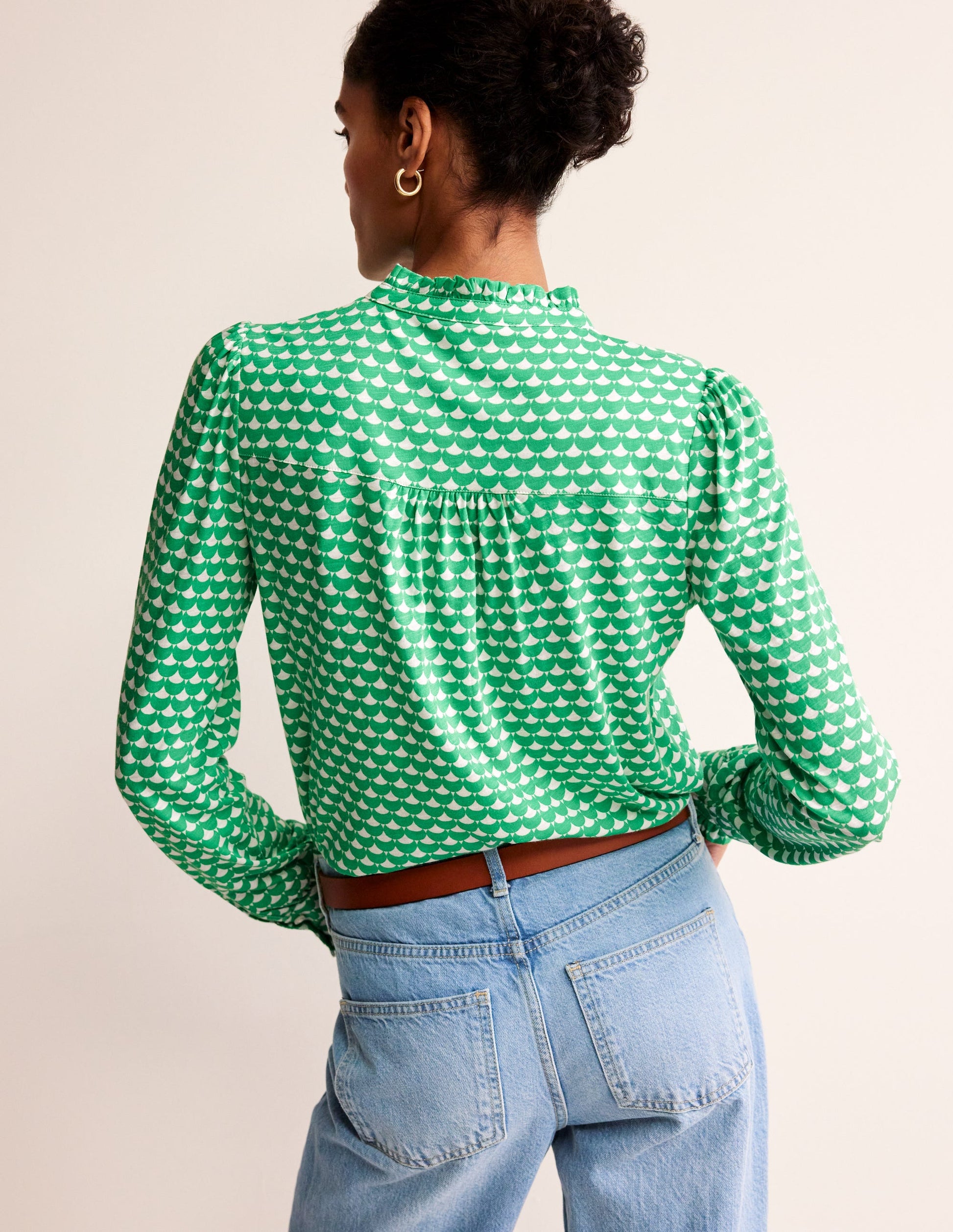 Caroline Jersey Shirt-Ming Green, Crescent Stamp-3
