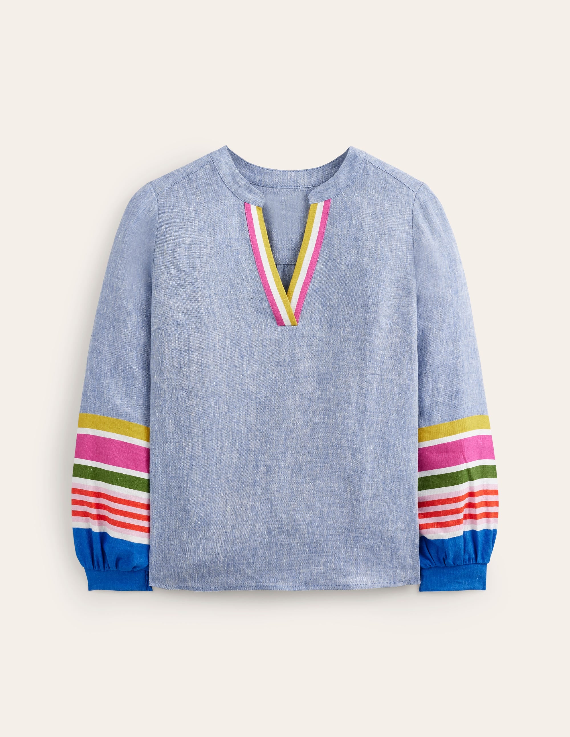 Alice Linen Top-Blue and Varigated Multistripe - Image 5