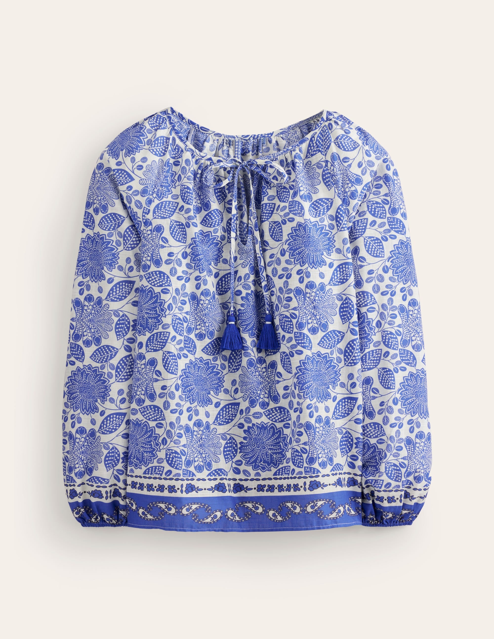 Serena Cotton Blouse-Ivory, Gardenia Swirl - Image 5