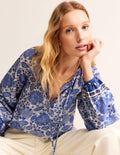 Serena Cotton Blouse-Ivory, Gardenia Swirl