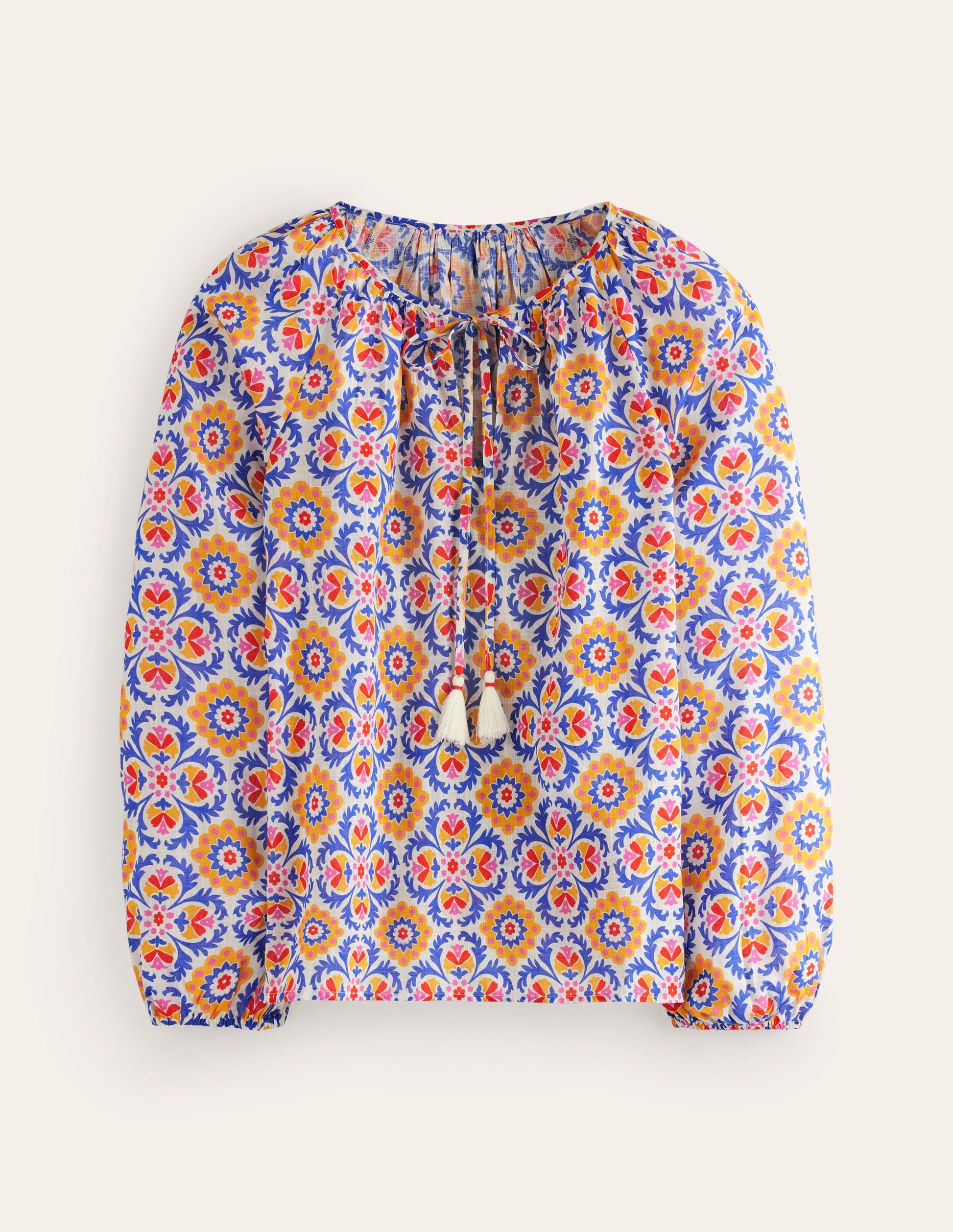 Serena Cotton Blouse-Artisan’s Gold, Mosaic Bloom-8