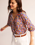 Serena Cotton Blouse-Artisan’s Gold, Mosaic Bloom
