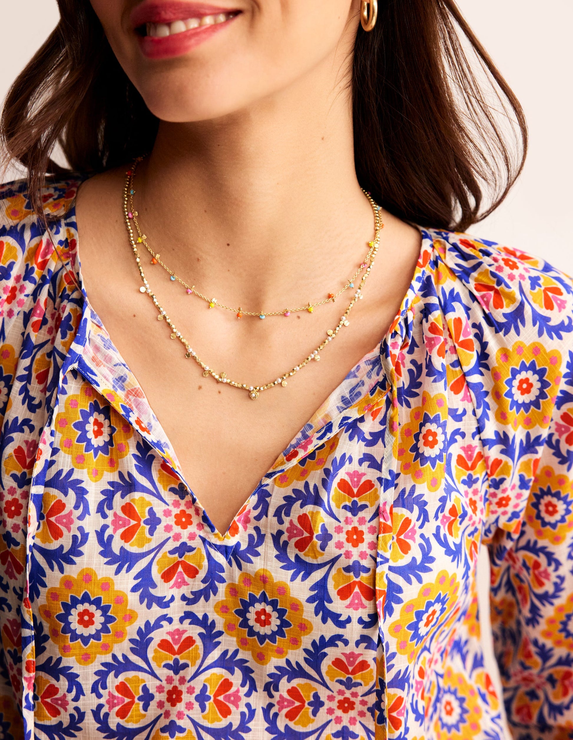 Serena Cotton Blouse-Artisan’s Gold, Mosaic Bloom-2