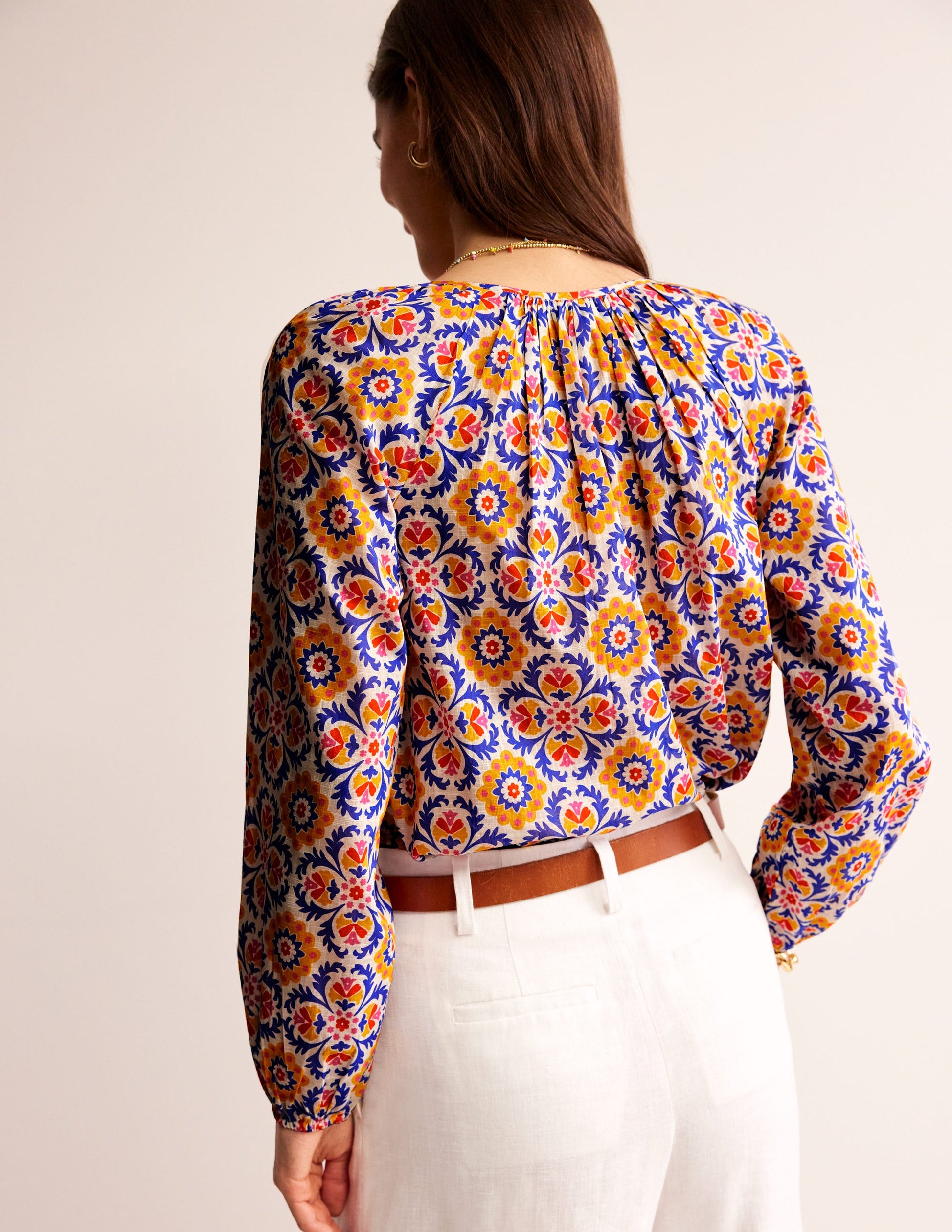 Serena Cotton Blouse-Artisan’s Gold, Mosaic Bloom-3