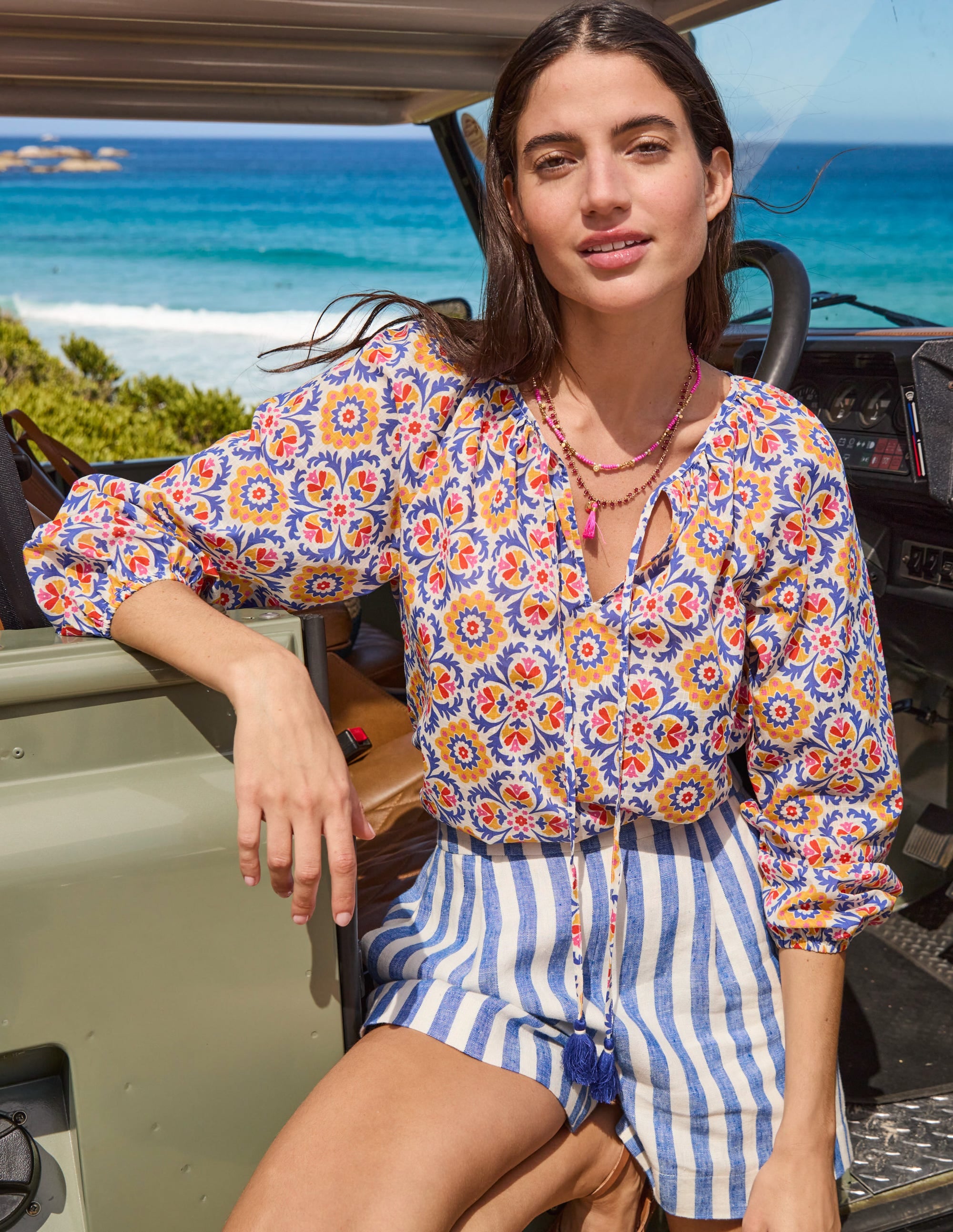 Serena Cotton Blouse-Artisan’s Gold, Mosaic Bloom - Image 7