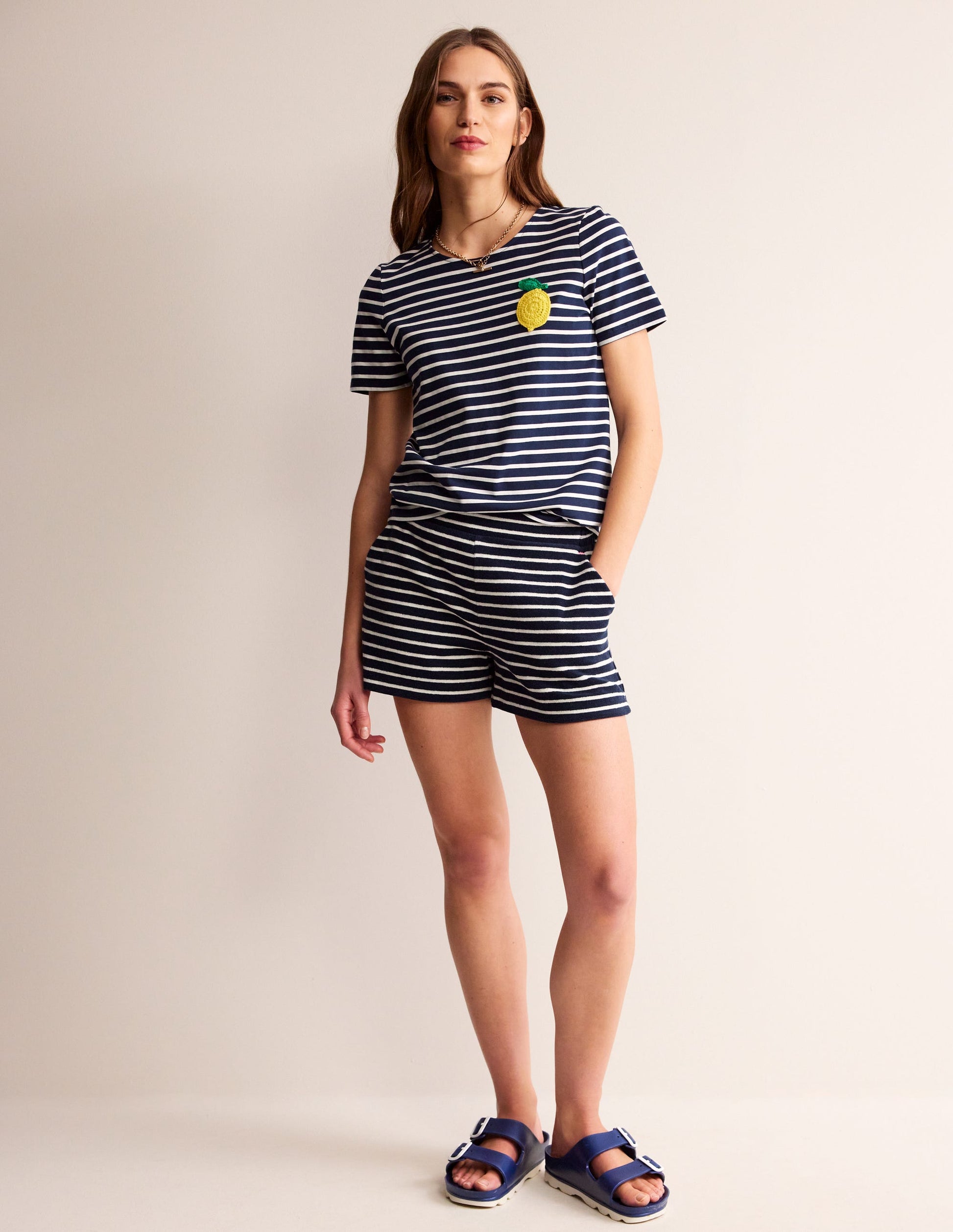 Crochet T-shirt-Navy, Ivory Lemons-4