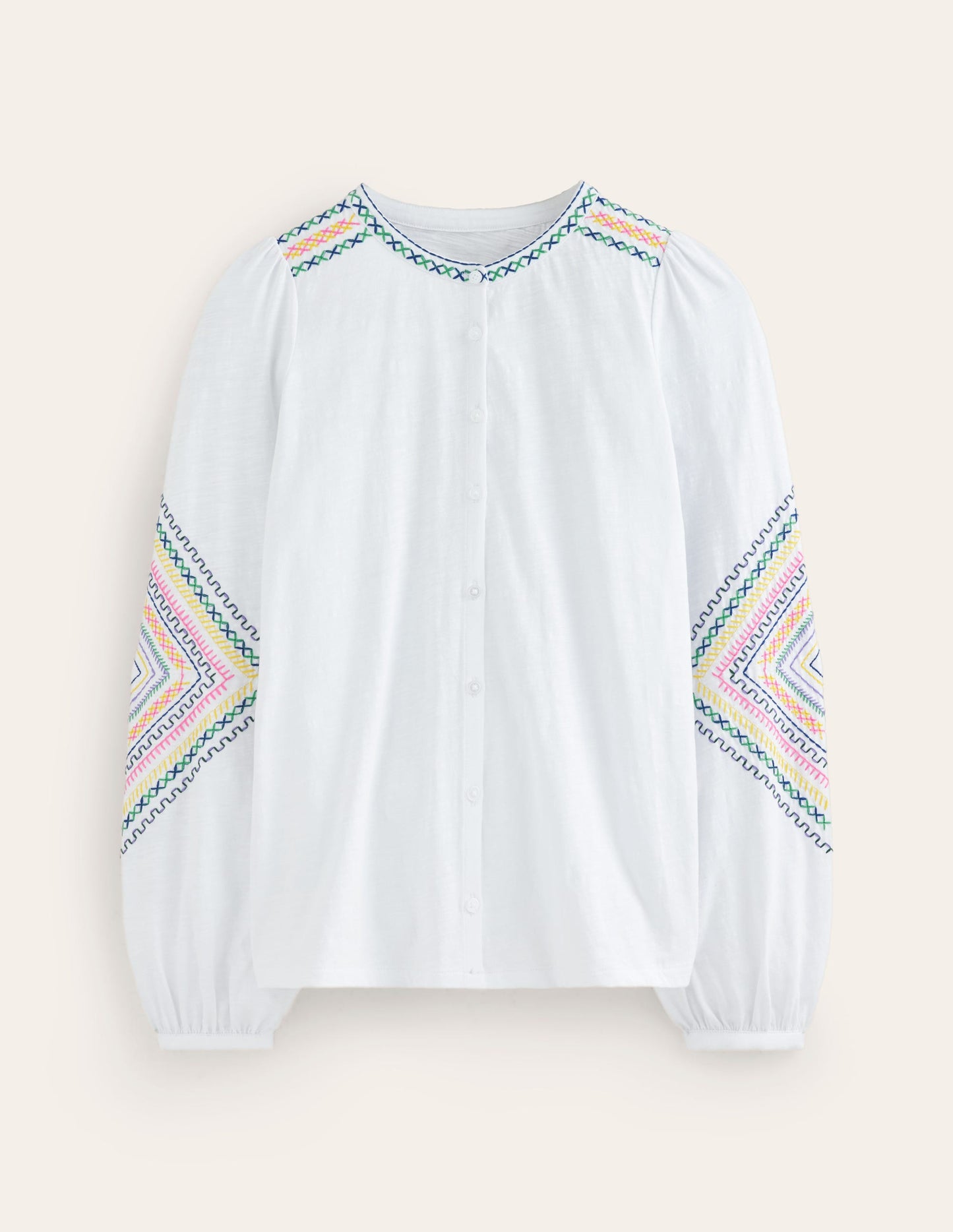 Marina Embroidered Shirt-White