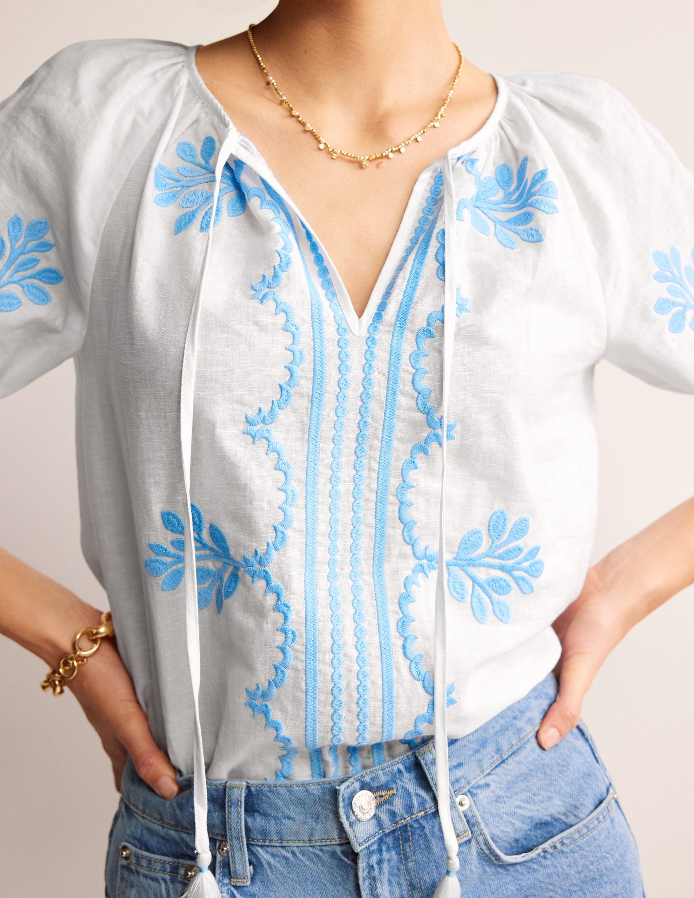 Serena Embroidered Blouse-White