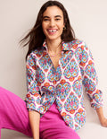 Sienna Linen Shirt-Multi, Flora Stamp