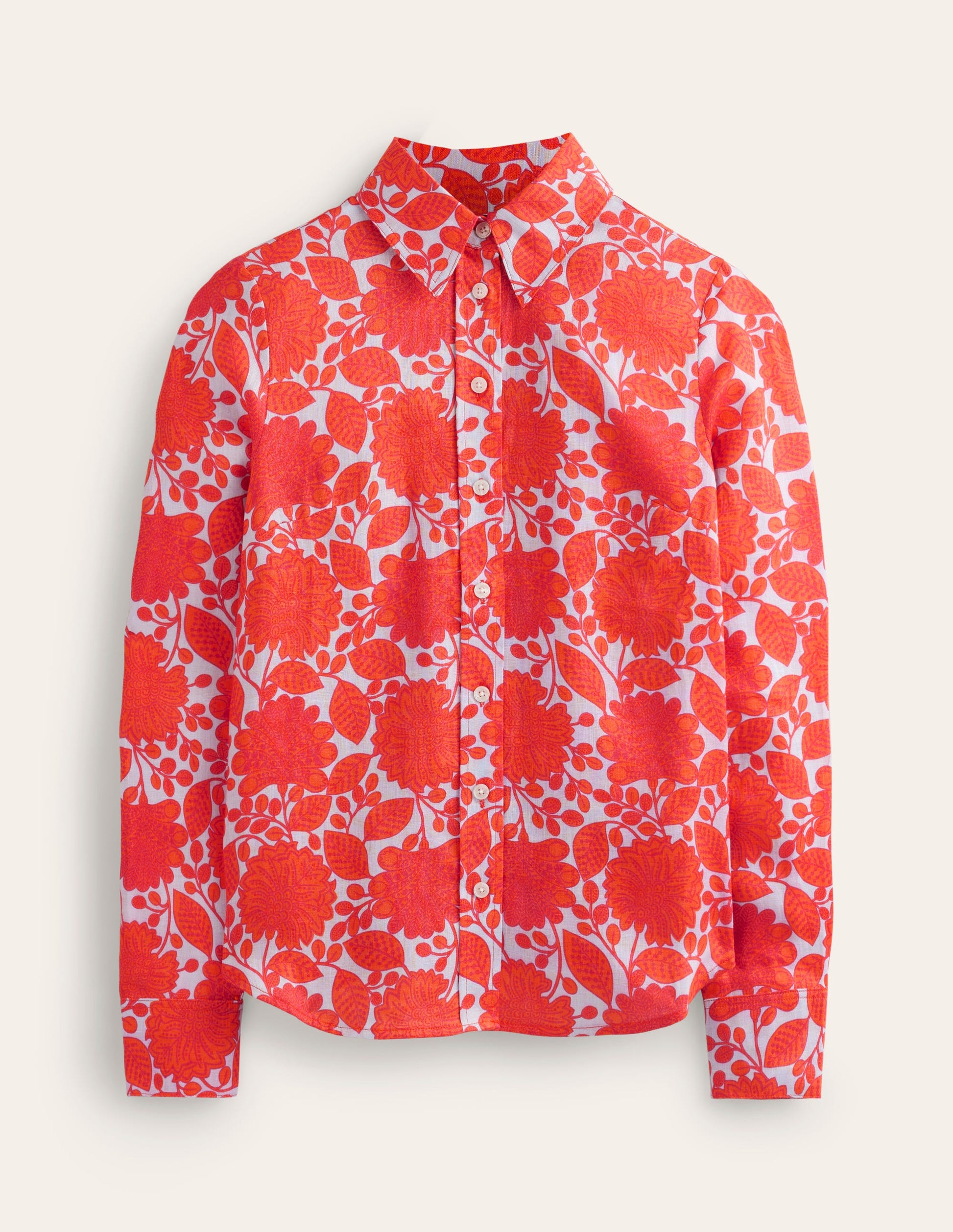 Sienna Linen Shirt-Firecracker, Gardenia Swirl-5