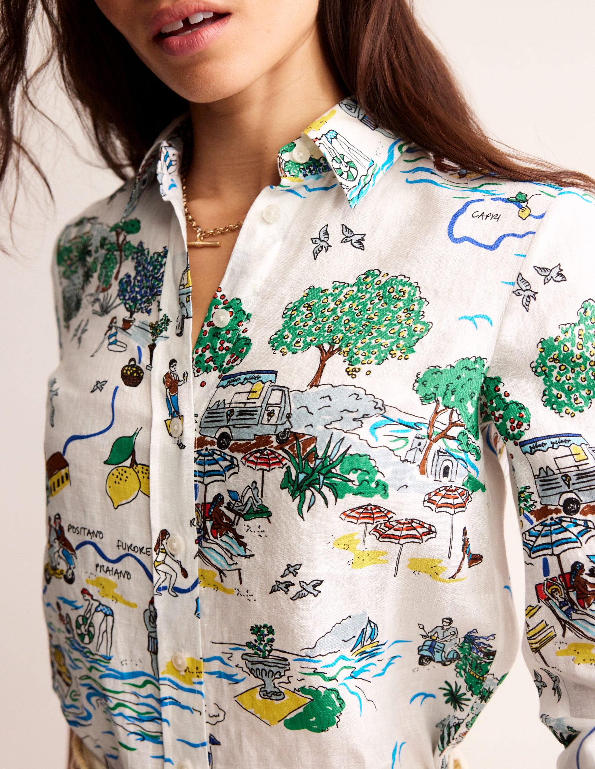 Sienna Linen Shirt-Ivory, Amalfi-2