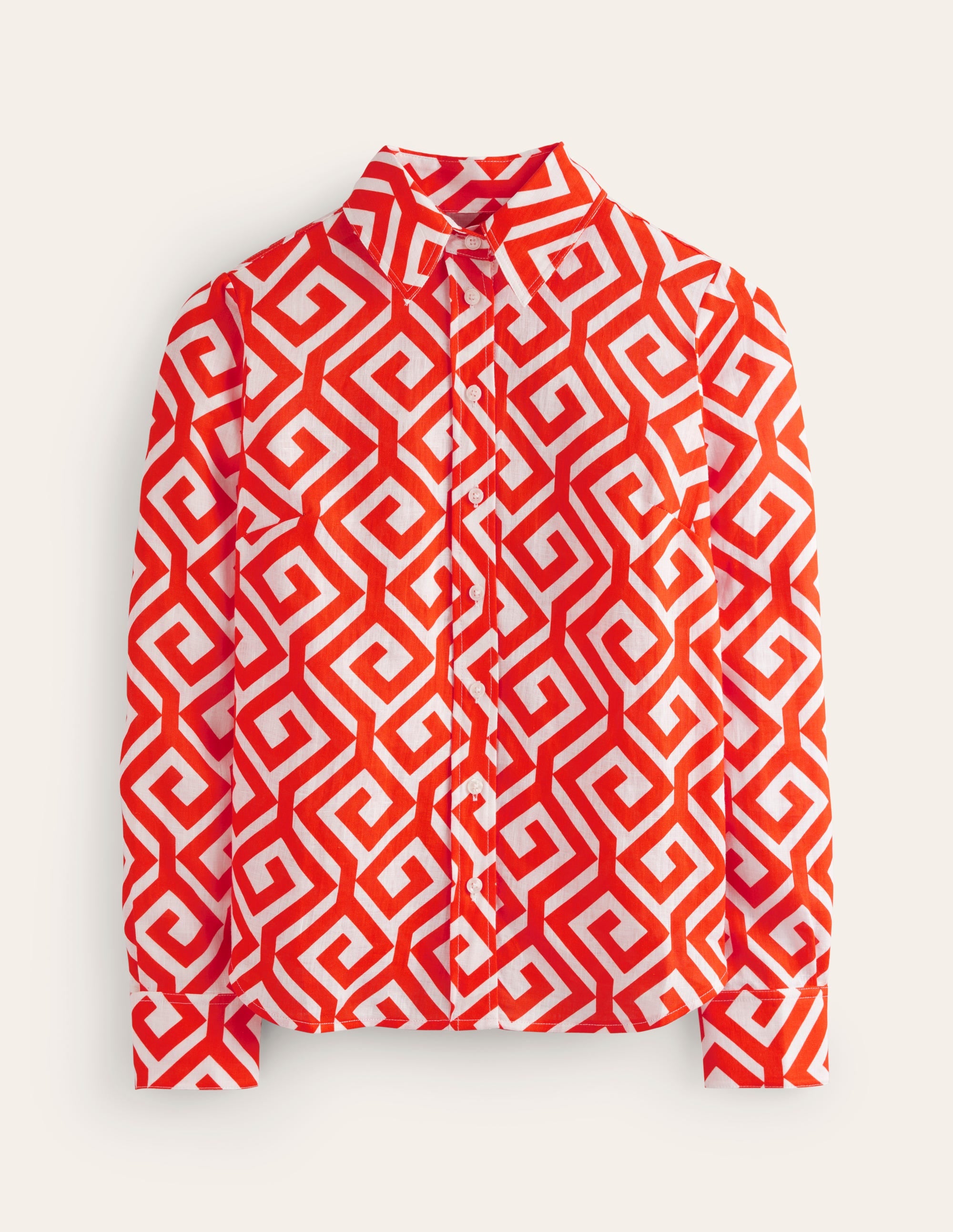Sienna Linen Shirt-Flame Scarlett, Maze - Image 6