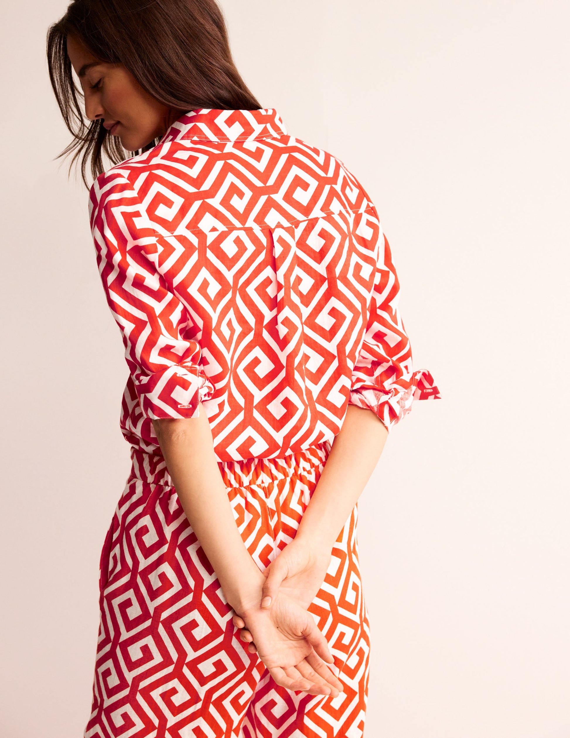 Sienna Linen Shirt-Flame Scarlett, Maze-3